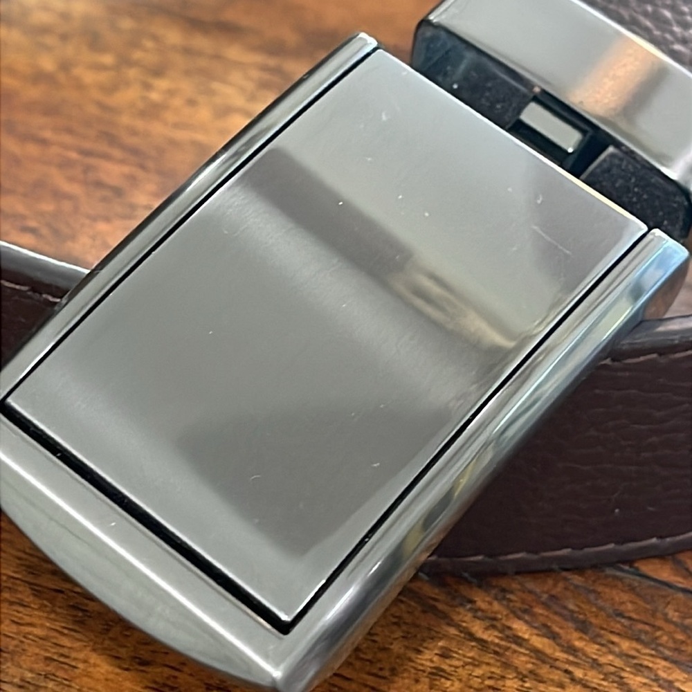 SlideBelts Men's Genuine Leather Brown Belt with Gunmetal  Buckle Adjustable 34 - Picture 2 of 15